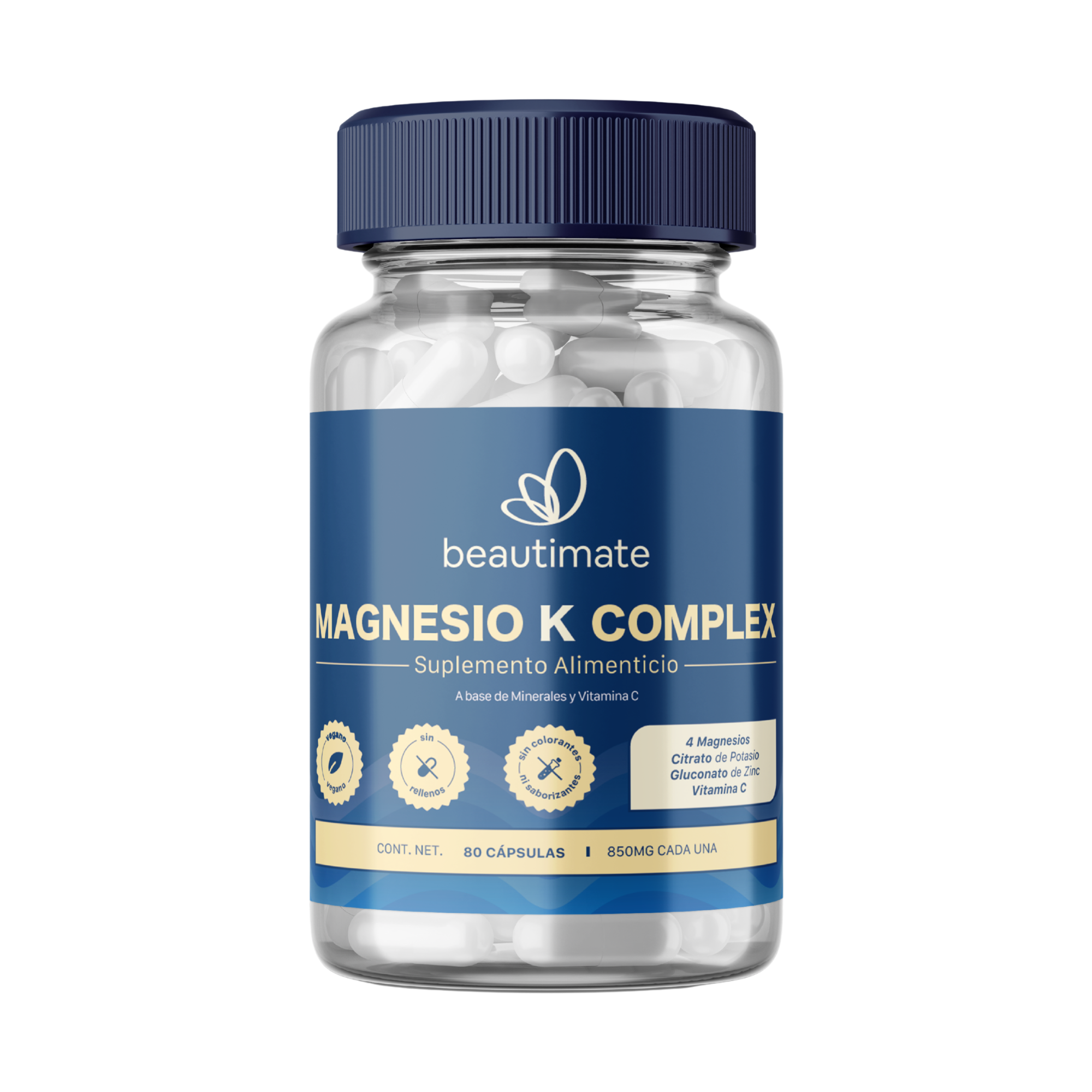 Beautimate Magnesio K Complex 80 Cápsulas Vegano 1700mg - 87f6f8-f3