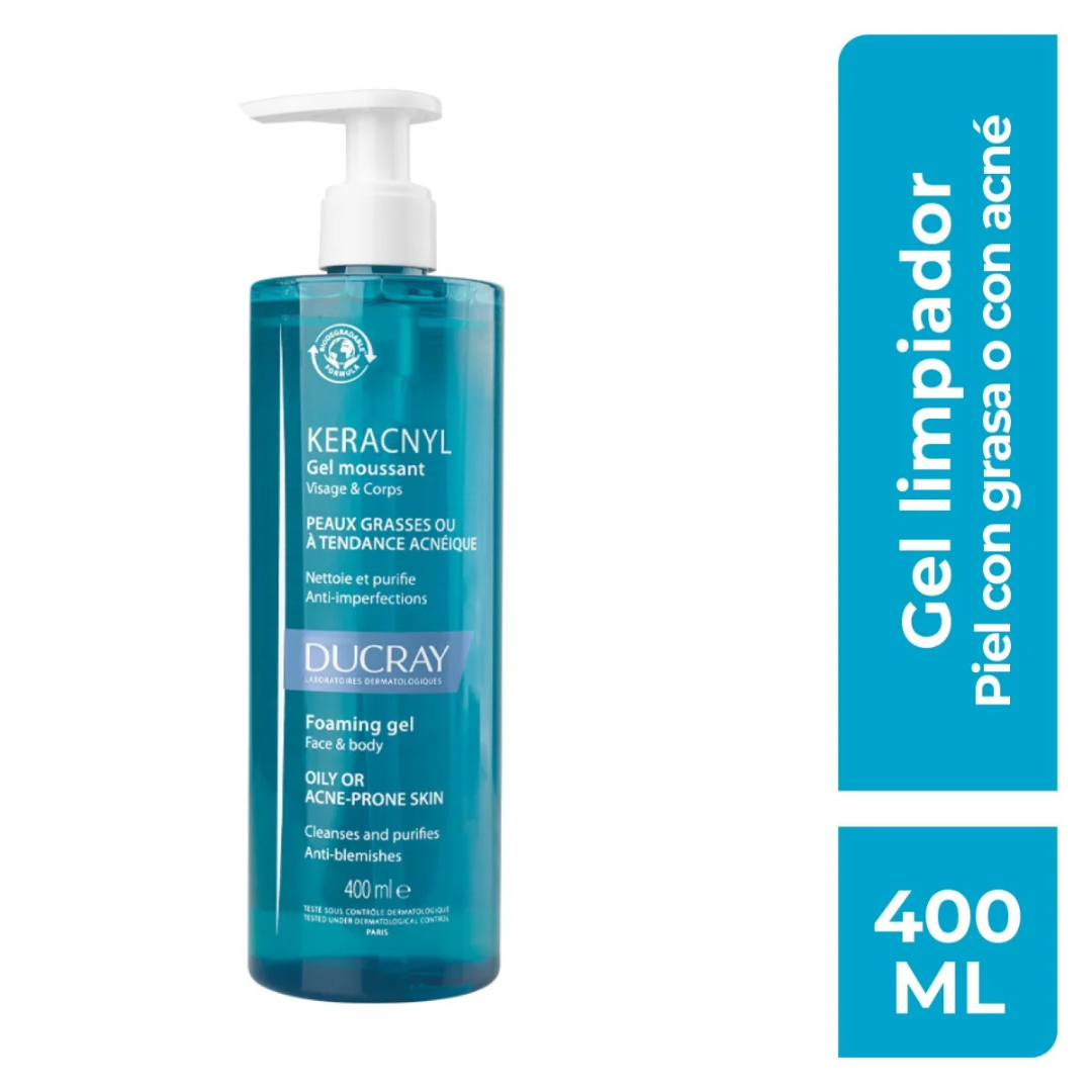 Ducray Keracnyl Gel purificante y Limpiador Anti-imperfecciones 400Ml - 87f6f8-f3