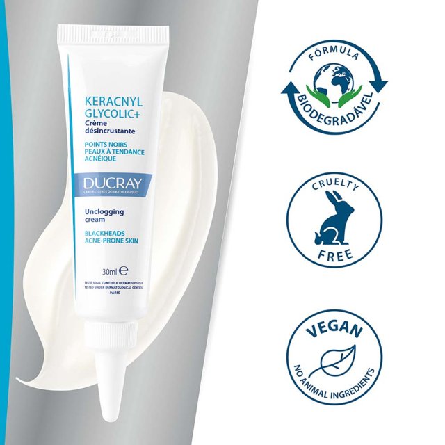 Ducray Keracnyl Glycolic+ Crema desincrustante anti-imperfecciones 30 Ml - Aurea Derma Store 