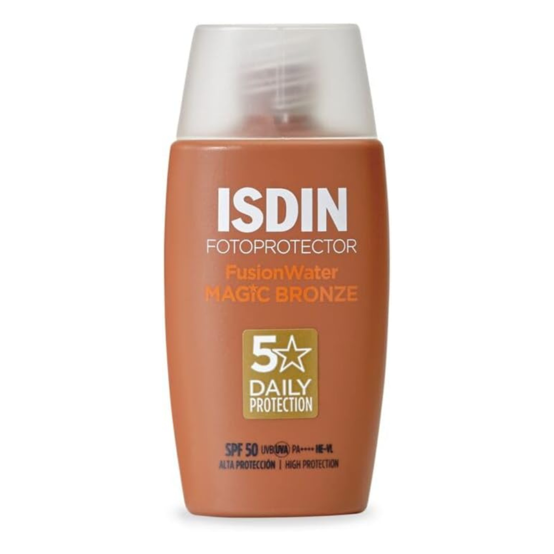 ISDIN Fotoprotector Fusion Water Color Bronze SPF 50, Protector Solar Facial Textura Ultraligera, 50ml - Aurea Derma Store 