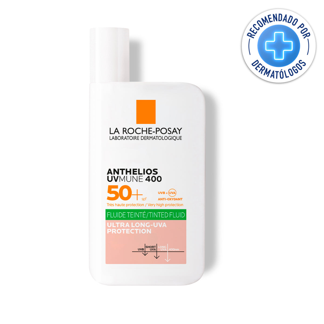 La Roche-Posay Anthelios Uv Mune 400 Oil Control Fluido FPS 50+ Con Color 50ml - Aurea Derma Store 