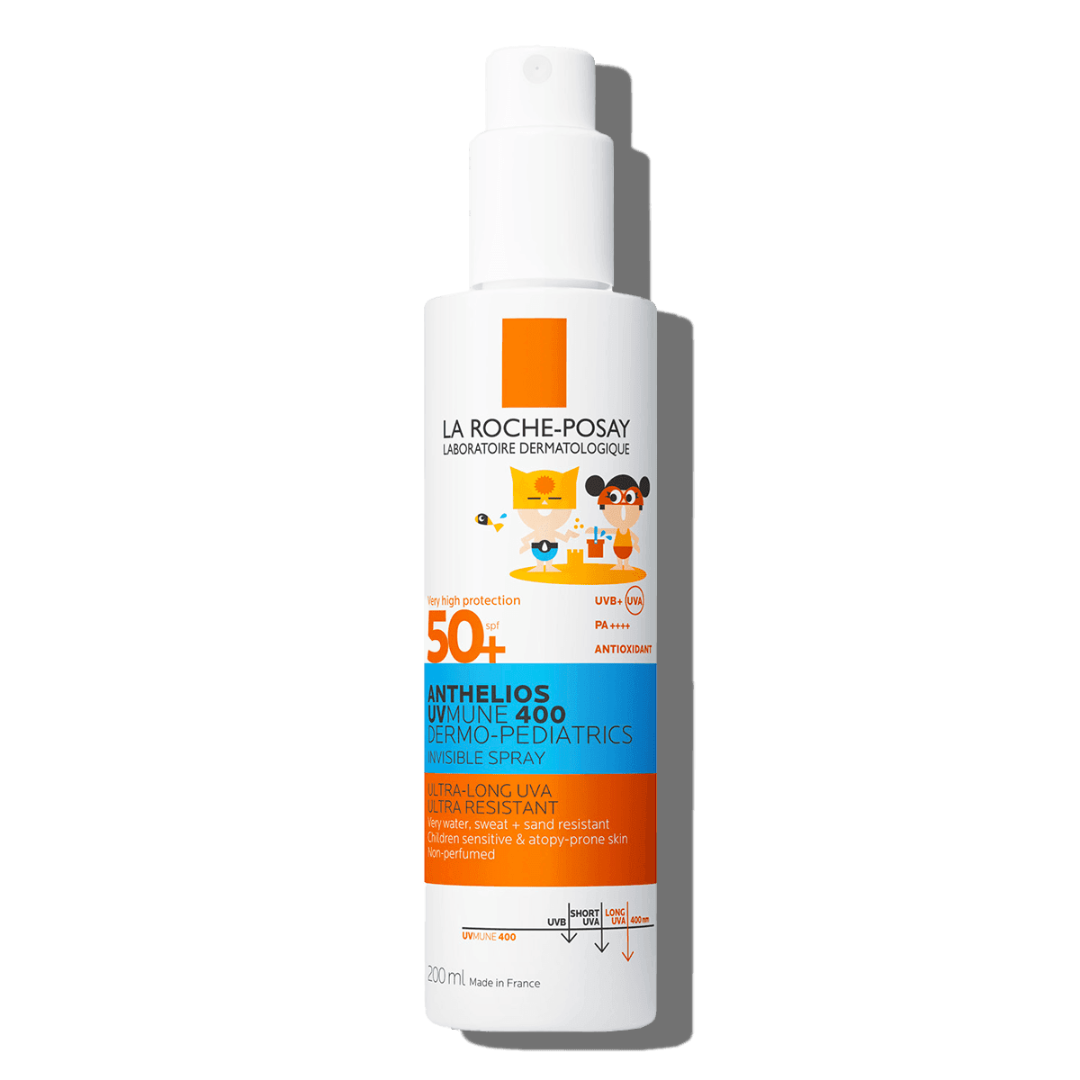 La Roche-Posay Anthelios UVMune 400 Dermo-Pediatrics Spray Invisible FPS 50+ Para piel sensible y niños 200 ml - Aurea Derma Store 