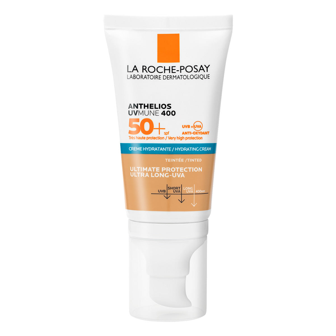 La Roche-Posay Crema Hidratante con color Anthelios UVMune 400 FPS 50+ Protector solar facial para piel sensible 50 ml - Aurea Derma Store 